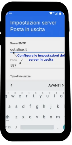 Configura le impostazioni del server in uscita