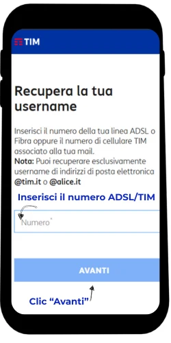 Inserisci il numero ADSL/TIM
